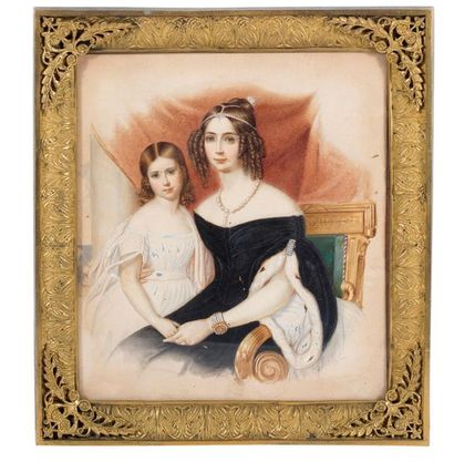 ÉCOLE FRANÇAISE, vers 1840 
Portrait présumé d’une princesse de la famille royale...