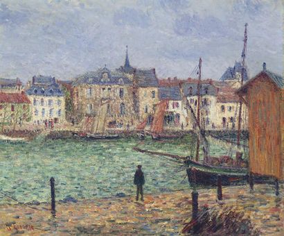 Gustave LOISEAU (1865-1935) Le port de Pornic, effet de pluie, 1900
Oil on canvas,...