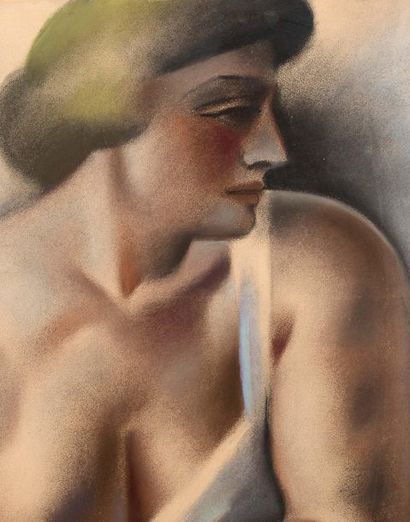 André LHOTE (1885-1962) 
Portrait de femme, 1924
Pastel sur papier, signé en haut...