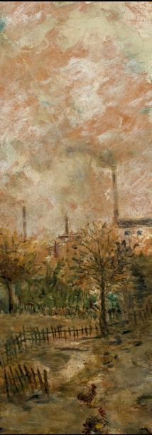 Jean-François RAFFAELLI (1850-1924) 
Paysage de banlieue, Aubervilliers
Oil on cardboard,...