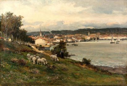 JEAN-BAPTISTE OLIVE (1848-1936) 
Le port
Huile sur toile, signée en bas à droite
50.2...