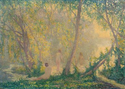 Raymond THIBESART (1874-1968) Baigneuses Oil on canvas, signed lower left 65 x 92...