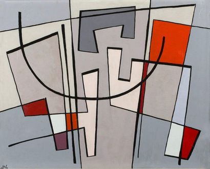 Jean LEPPIEN (1910-1991) Abstraktes Olbild, 1948
Oil on pannel, monogrammed lower...