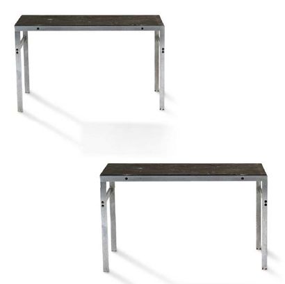 PREBEN FABRICIUS (1931- 1984) & JORGEN KASTHOLM (1931-2007) 
Paire de tables
Ardoise,...