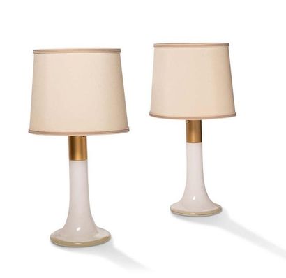 LISA JOHANSSON-PAPE (1907-1989) 
Pair of lamps named 46-017
Brass, glass
H.: 64 cm.
Orno,...