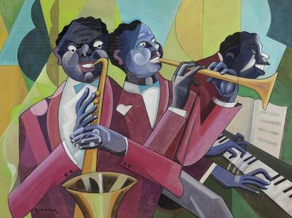 Aurel RICHTER (1870-1957) Aurel RICHTER (1870-1957)
The jazz band
Gouache on paper,...