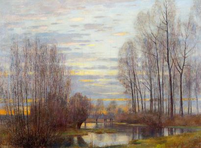 Paul BOCQUET (1868-1947) Paul BOCQUET (1868-1947)
Sunset over the lake
Oil on canvas...