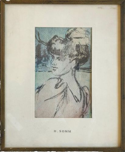 Henry Somm (1844-1907) Henry SOMM (1844-1907)
Elegant mixed
Tecnhnique bun on paper,...