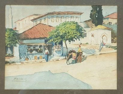 Ecole début XXème School early XXth
century Orientalist
scene Watercolor on paper,...