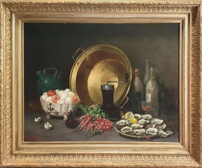 Antoine TRINQUIER (1833-?) Antoine TRINQUIER (1833-?) Still
life with fruits, egg...