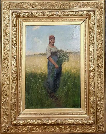 Henri BIDAULD (1839-1898) Henri BIDAULD (1839-1898)
Young Woman in the Field
Oil...