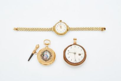 Lot 3 montres gousset en or: Lot 3 montres gousset en or:
dont une à coq et une modifié...