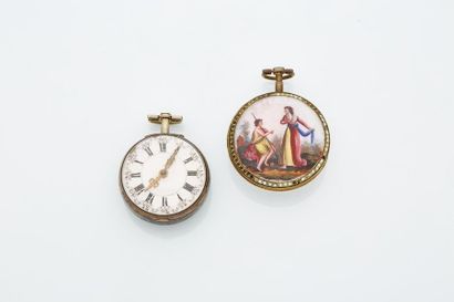 XIXème siècle XIXème siècle
Lot de deux montres à coq boitier argent et laiton dont...
