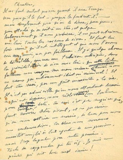 PICABIA Francis (1879-1953) 
L.A.S. «F.», à Christine BOUMEESTER; 2 pages in-4 (qqs...