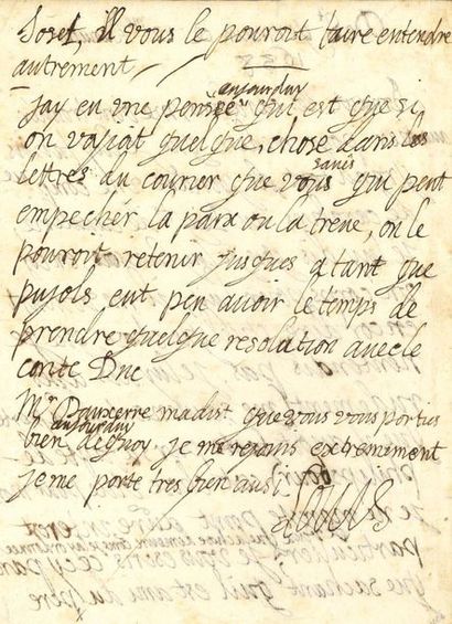 Louis XIII (1601-1643) L.A.S. «Louis», Saint-Germain 12 janvier 1638, [au cardinal...