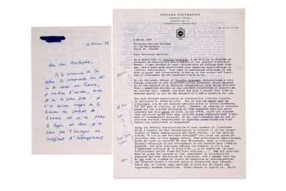 BARTHES ROLAND (1915-1980) 
Lettre autographe signée adressée à un ami marocain,...
