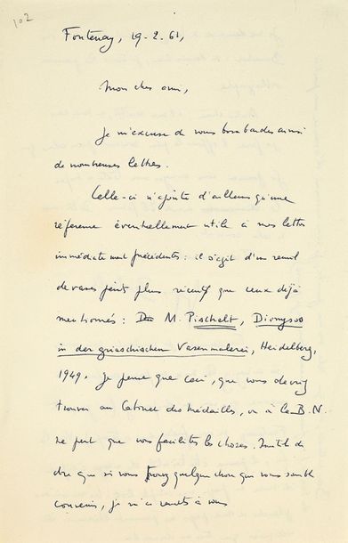 BATAILLE Georges (1897-1962) 
Signed autograph letter addressed to Jean-Marie LO...
