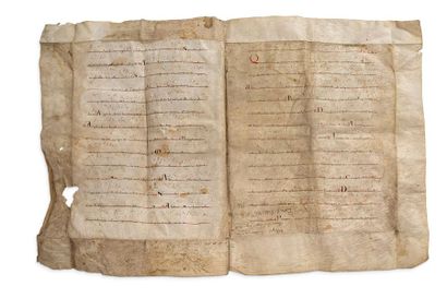 null [ANTIPHONAIRE]
Feuillets d'antiphonaire manuscrit.
[France, Auvergne (Cantal),...
