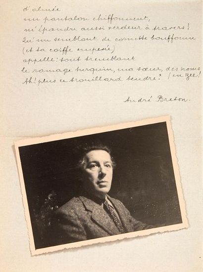 BRETON André (1896-1966) 
André Derain, poème autographe signé. [1919]
Poème autographe...