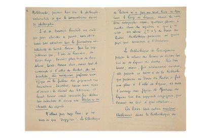 BOUSQUET JOË (1897-1950) 
Note pour Jean Paulhan, manuscrit autographe
S.d., 4 pages...