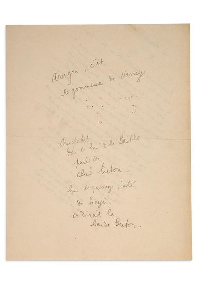 COCTEAU Jean (1889-1963) 
Sur Picasso, manuscrit autographe
S.d., 1 page in-8 à l'encre...