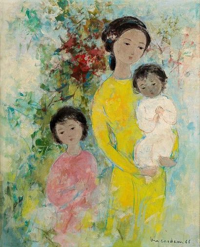 VU CAO DAM (1908-2000) 
Mère et enfants, 1966
Huile sur toile, signée et datée en...