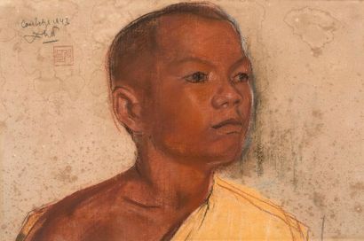 ECOLE CAMBODGIENNE DU XXE SIÈCLE Portrait de jeune homme, Cambodge, 1943
Sanguine,...