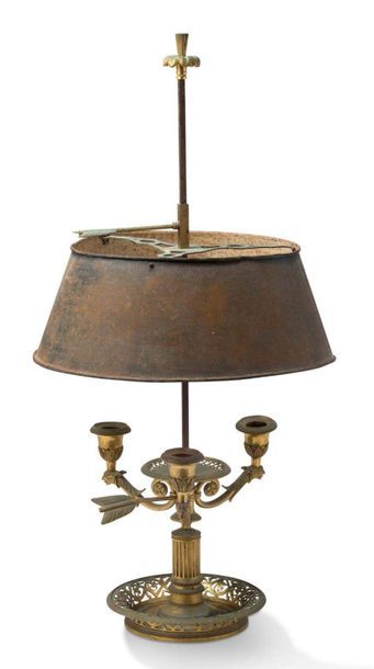 LAMP BOUILLOTE in chased and gilt bronze,...