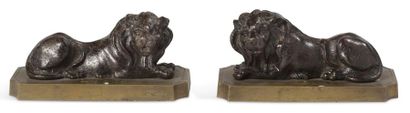 null PRESSE-PAPIER AUX LIONS COUCHÉS en bronze à patine noire XIXe siècle
Sur des...
