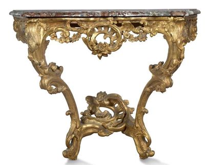 GALBED CONSOLE made of richly carved and...
