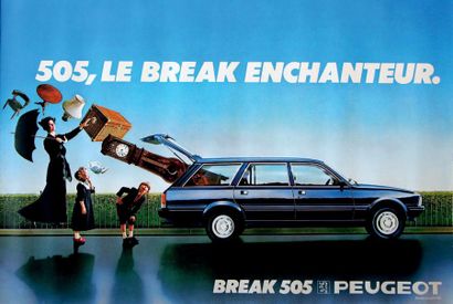 Peugeot 505 
Lot de 4 affiches publicitaires 505 break AM 82 (2 exemplaires) et turbo...