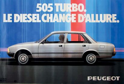 Peugeot 505 
Lot de 4 affiches publicitaires 505 break AM 82 (2 exemplaires) et turbo...