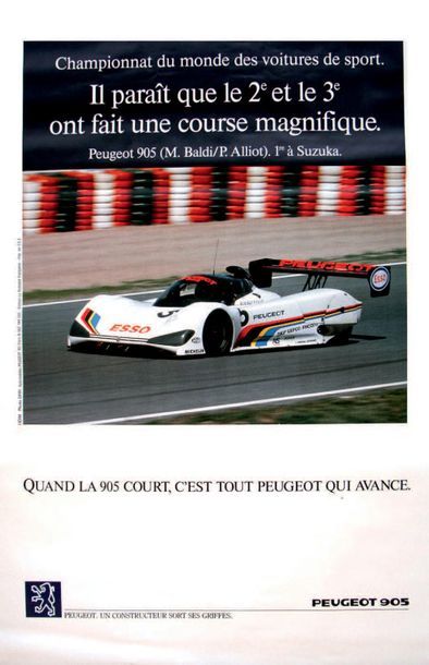 Peugeot 905 
Set of 2 posters representing the Peugeot 905 (Slight stains)
172 x...
