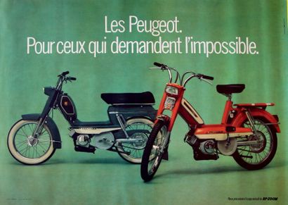 Cyclomoteur Peugeot 
Lot de 2 affiches publicitaires présentant les modèles 103 et...