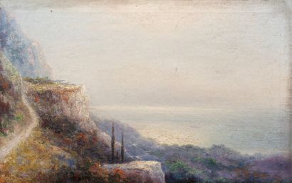 GRIGORY IVANOVITCH KAPOUSTINE (1865 -1925) 
Vue de Crimée
Huile sur toile
Signée...