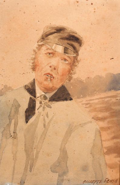 ALBERT NICOLAIÉVITCH BENOIS (SAINT-PÉTERSBOURG 1852 
Portrait de jeune homme à la...