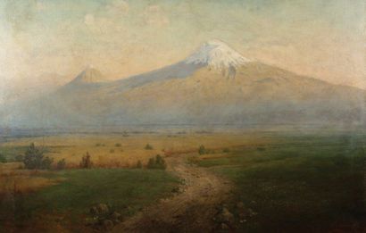 GEVORG ZAKHAROVITCH BASHINZHAGYAN (1857-1925) 
Dawn on the Ararat
Oil on canvas
Signed...