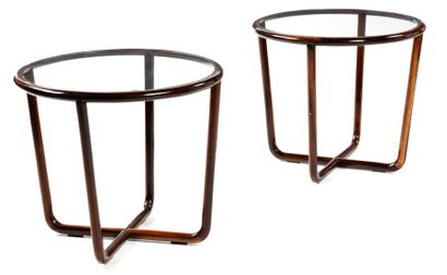 JOAQUIM TENREIRO (1906-1992) 
Pair of side tables in rosewood and glass 20 7/8 x...