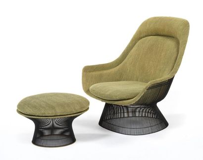 WARREN PLATNER (1919-2006) 
GRAND FAUTEUIL À HAUT DOSSIER " EASY " ET SON OTTOMAN...