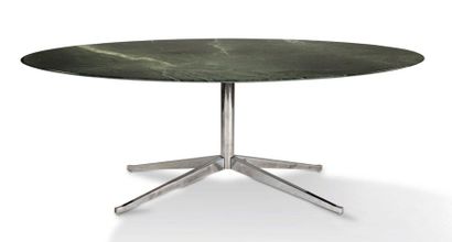 FLORENCE KNOLL (1917-2019) 
EATING ROOM TABLE Large oval green marble top, resting...
