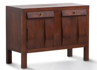 Suzanne AGRON SET OF TWO FURNITURE In solid oak stained and waxed, comprising a small...