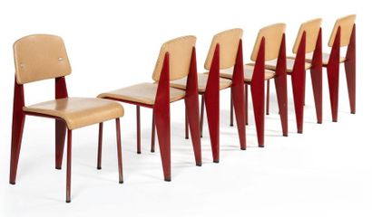 Jean PROUVÉ (1901-1984) 
METROPOLE MODEL CHAIR N°306
SAME "STANDARD"
Legs in red...