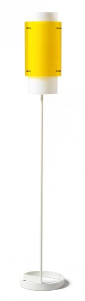 GUSTAvE GAUTIER (1911-1980) 
LAMPADAIRE In white lacquered metal, cylindrical deflectors...