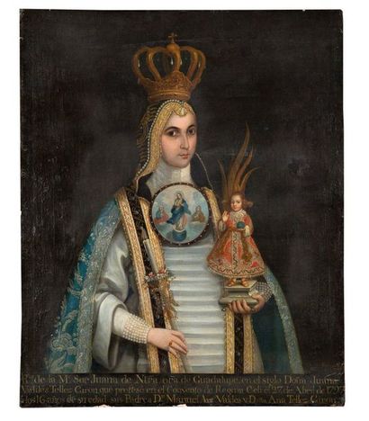 DOMINGO ORTIZ 
Portrait de soeur Juana
Huile sur toile
Signée, datée et dédicacée...