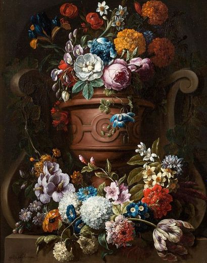 GASPAR PEETER VERBRUGGEN 
Still-life of a vase with flowers
Oil on canvas, signed...