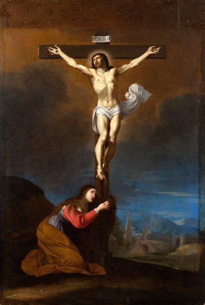 NICOLAS MIGNARD TROYES, 1606 -1668, PARIS Sainte Madeleine au pied du Christ en Croix
Huile...