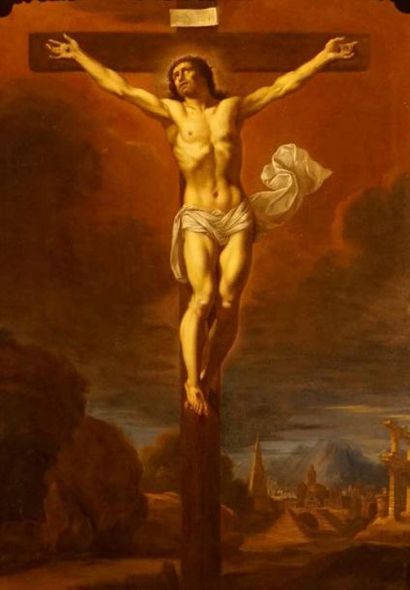 NICOLAS MIGNARD TROYES, 1606 -1668, PARIS Sainte Madeleine au pied du Christ en Croix
Huile...