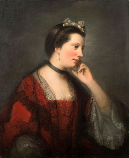 JOSHUA REYNOLDS 
Portrait présumé de Lady Cathcart
Huile sur toile 69 x 57 cm
Presumed...