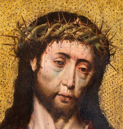 ECOLE ALLEMANDE ENTRE 1480 ET 1520 
ATELIER D'ALBRECHT BOUTS
Christ couronné d' épines
Huile...