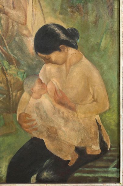 NGUYEN SIÊN (1916-2014) 
Maternité
Huile sur toile, signée en haut à droite

100...